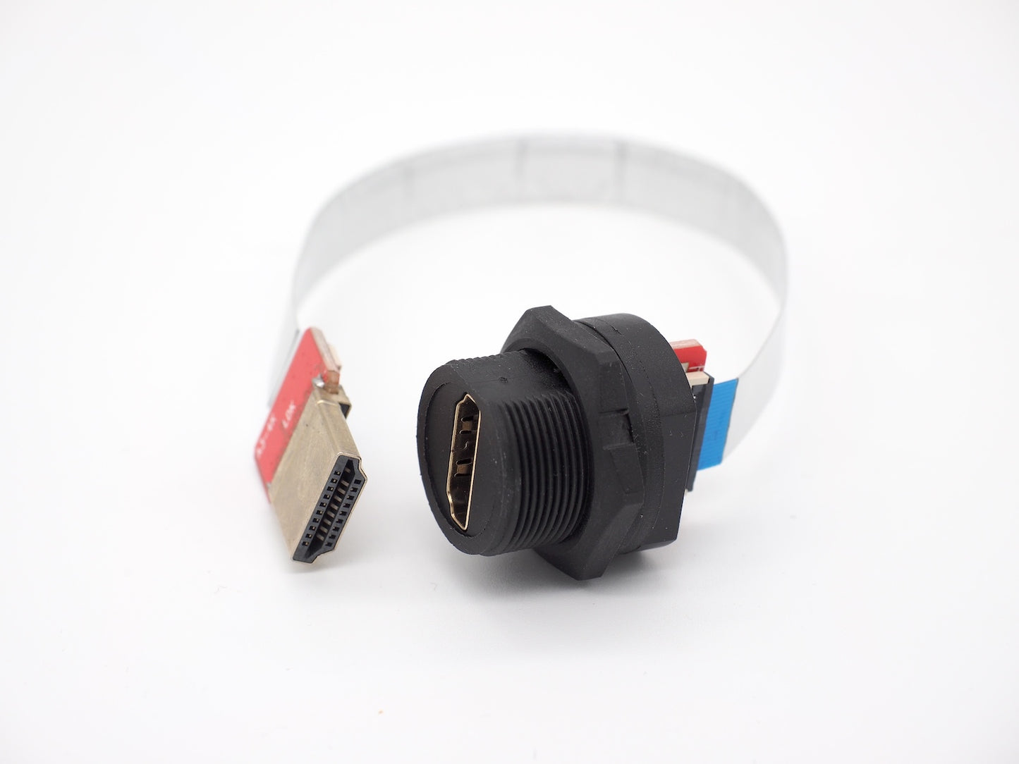 HDMI Panel Mount Connector to Straight HDMI Male FFC Cable 0.2m