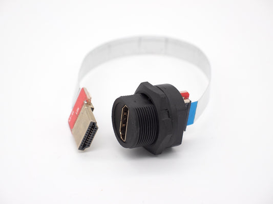 HDMI Panel Mount Connector to Straight HDMI Male FFC Cable 0.2m