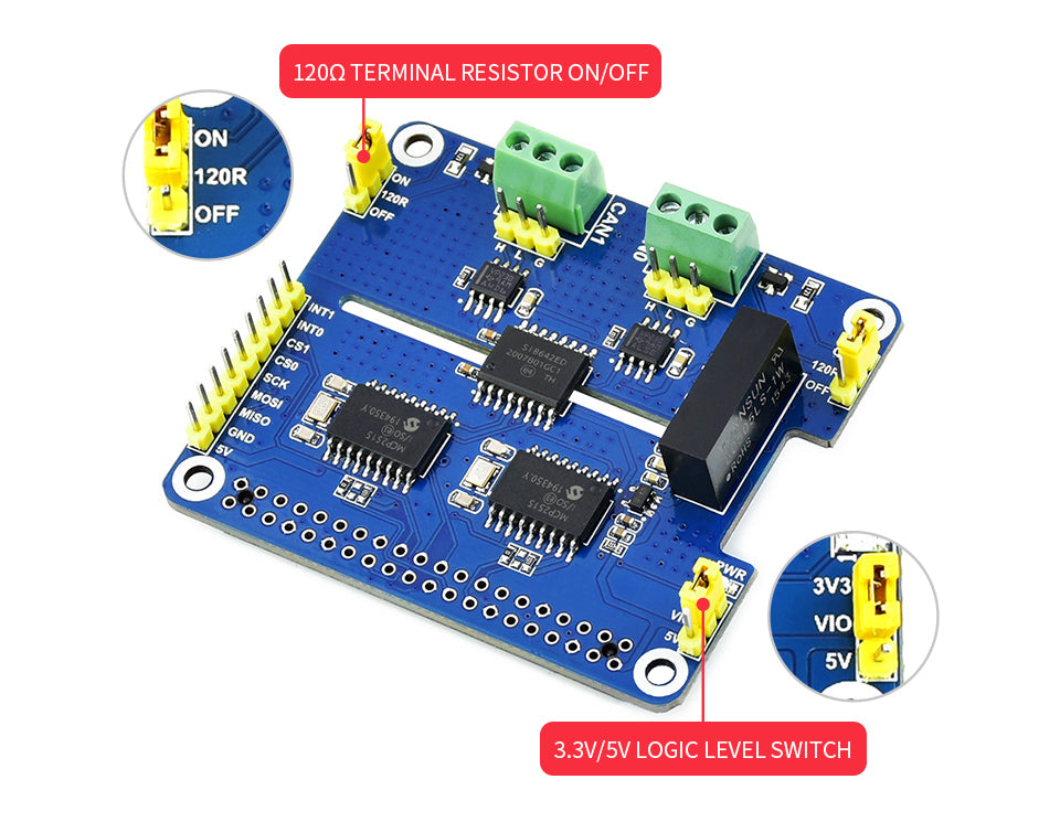 Waveshare 2-Channel Isolated CAN HAT for Raspberry Pi: NMEA 2000 Compatible