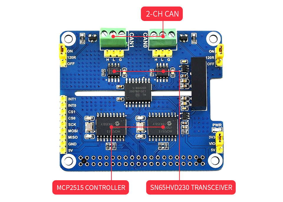 Waveshare 2-Channel Isolated CAN HAT for Raspberry Pi: NMEA 2000 Compatible