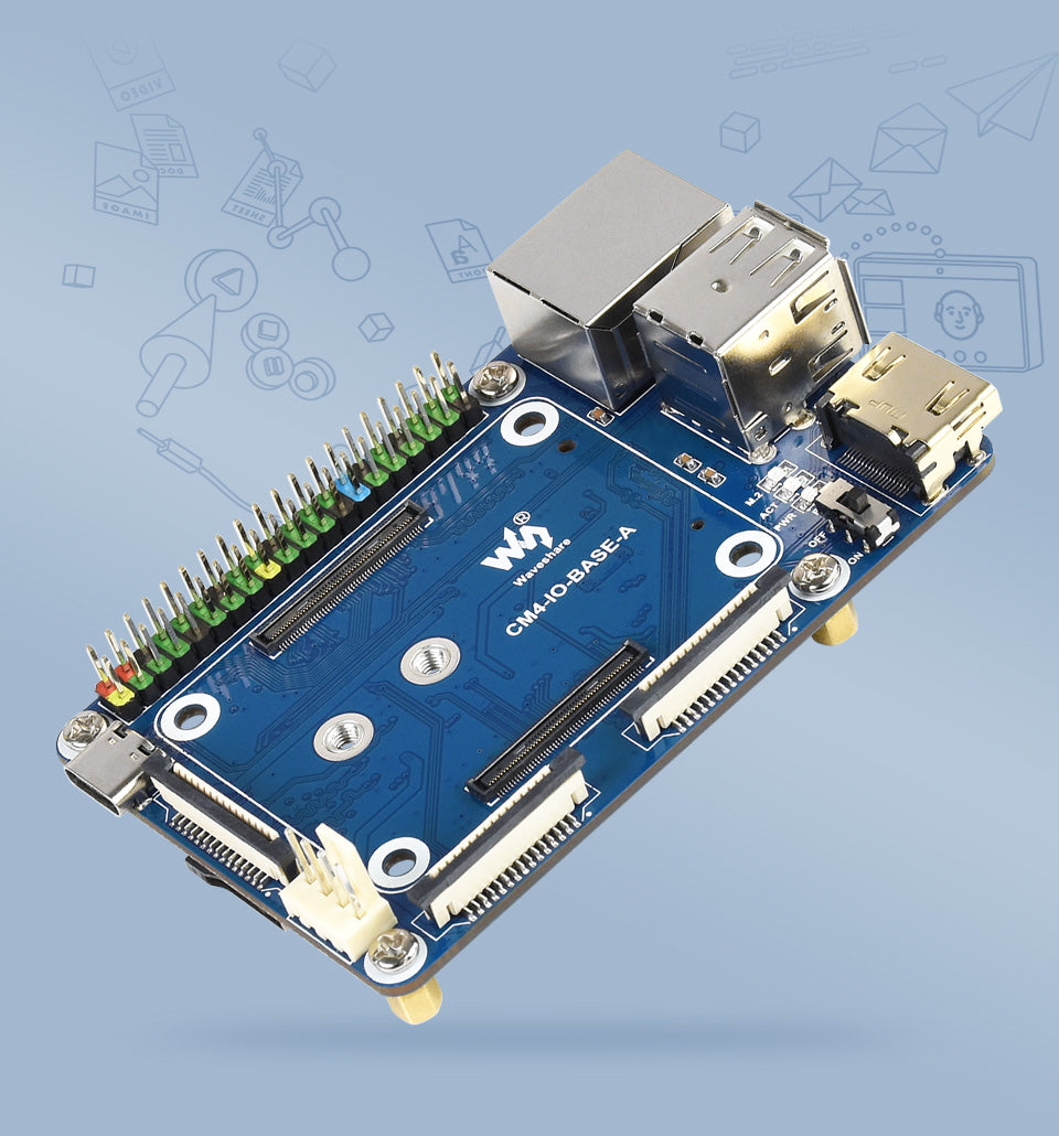 Waveshare Mini Base Board (A) for Raspberry Pi Compute Module 4 (CM4-IO-BASE-A)